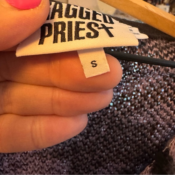 The Ragged Priest purple black houndstooth V neck button cardigan oversized S - Picture 5 of 13